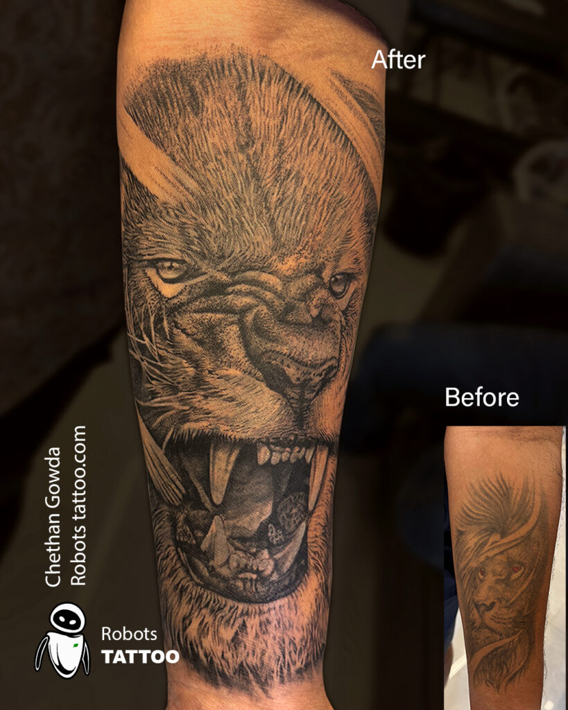 cover up tattooideas lion tattoo