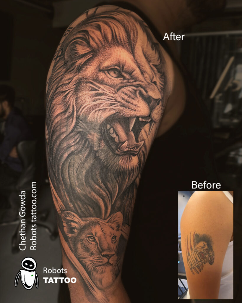 cover up tattooideas lion tattoo