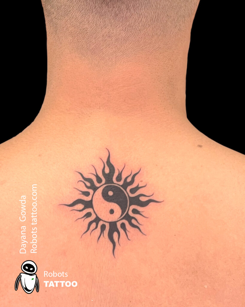 Sun tattoo with yin yang tattoo ideas