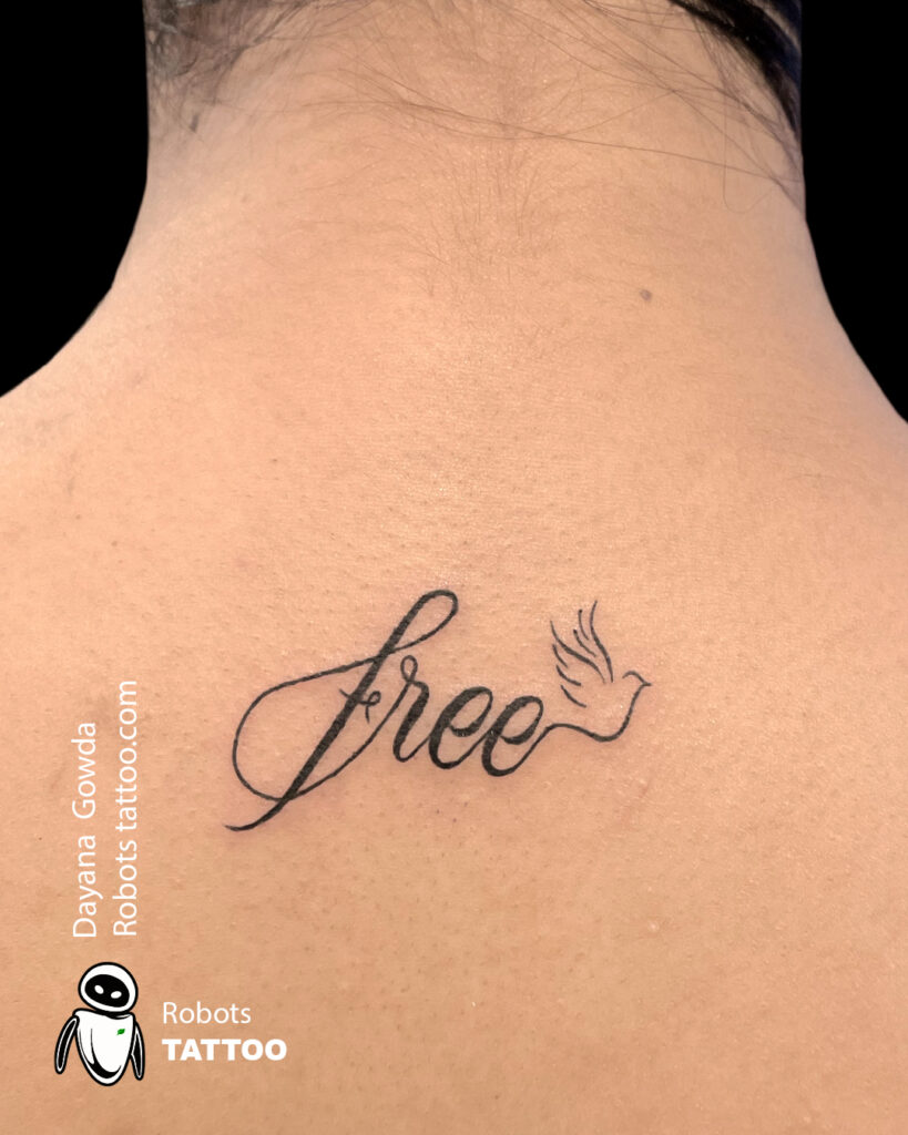 Free script tattoo with bird tattoo ideas