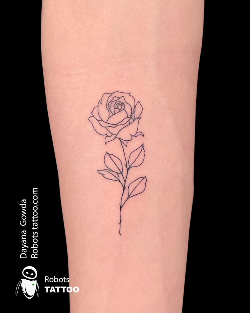 Rose line art tattoo