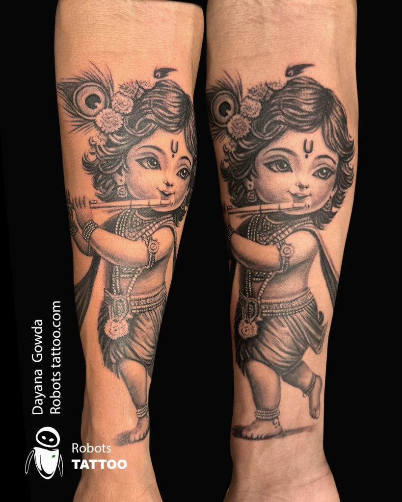 krishna tattoo student work