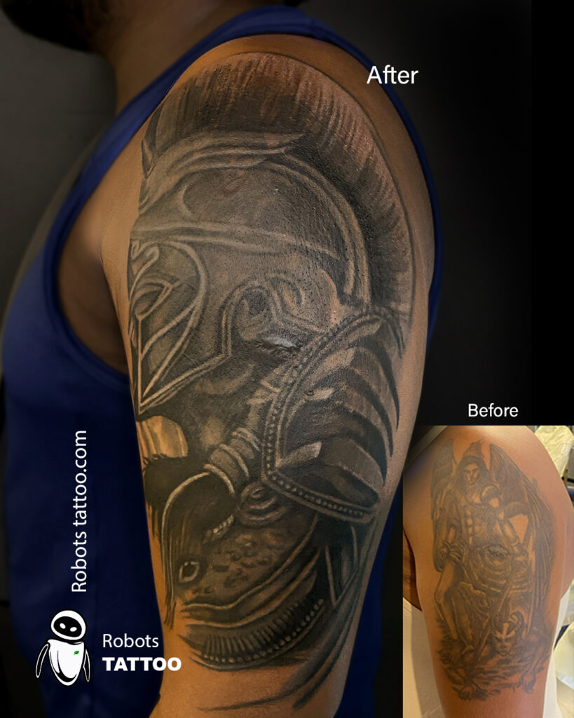 #Coveruptattooideas #spartancoveruptattooideas #robotstattoo