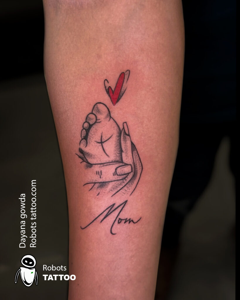 mom baby caring baby foot tattoo@robotstattoo @Dayanagowda