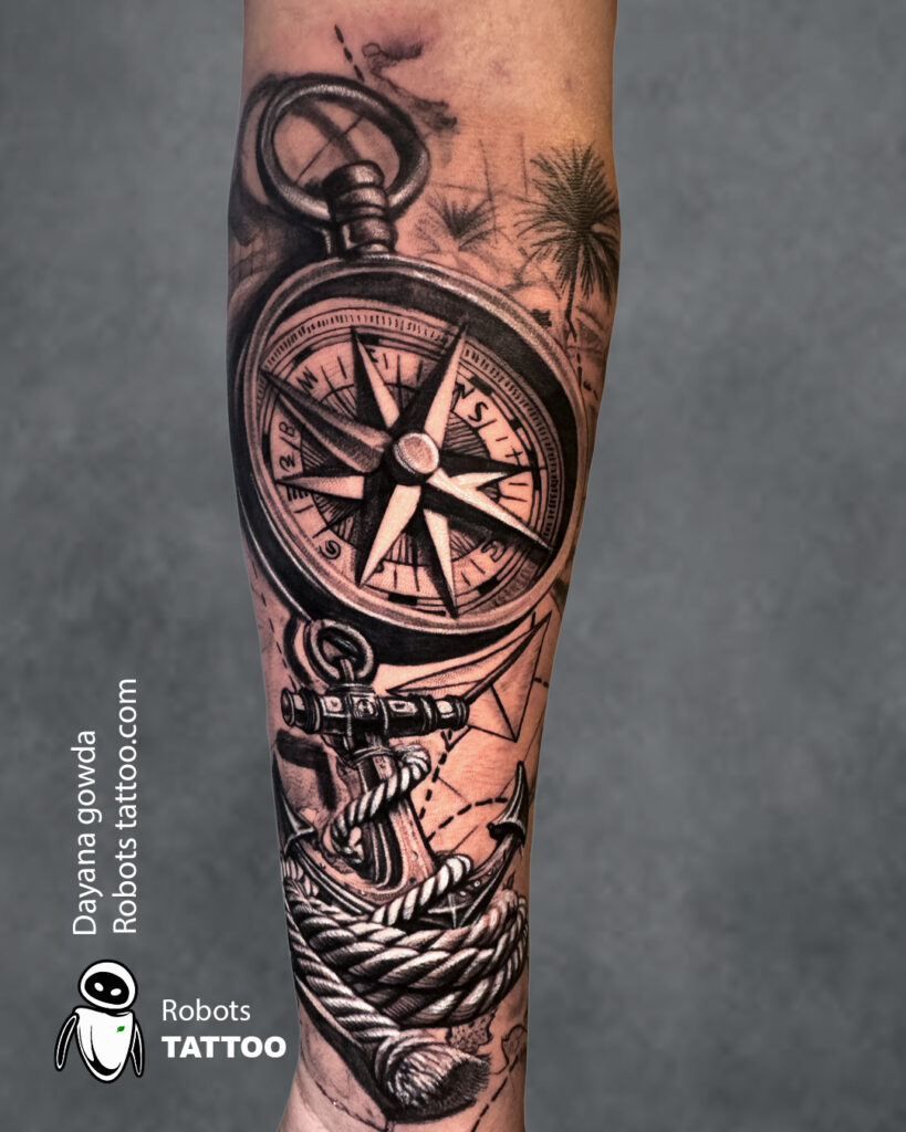 #Traveltattoo #compasstattoo @robotstattoo Anchartattoo