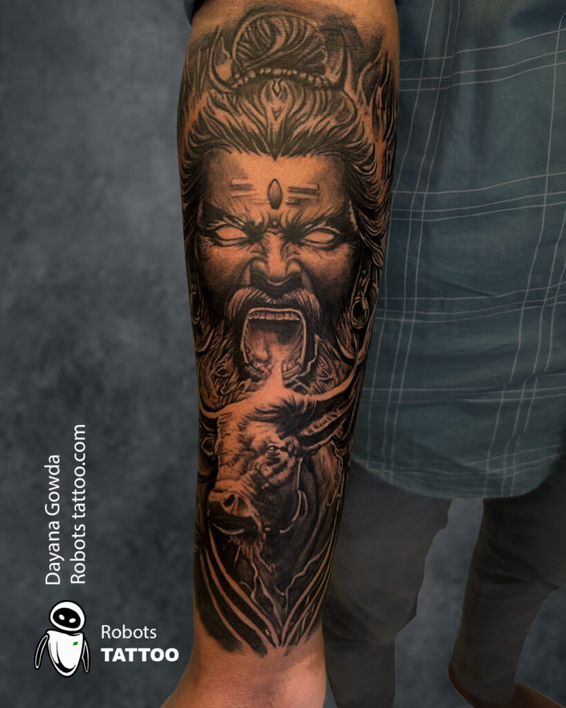 Shiva with nandi sleev tattoo ideas done by Dayana gowda @robotstattoo