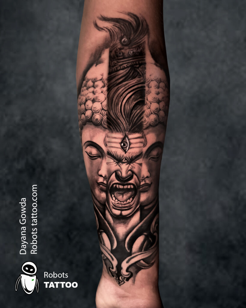 shiva with buddha tattoo ideasbuddha cover up tattoo tattoo by dayana gowda