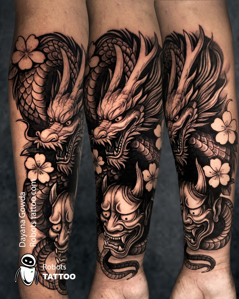 Japanese tattoo ideas dragon tattoo ideas oni mask tattoo ideas ar robots tattoo tattoo by dayana gowda