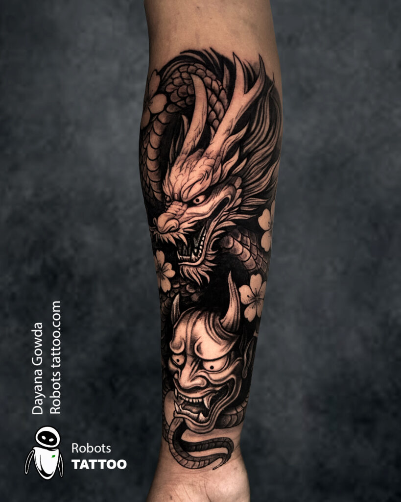 Japanese tattoo ideas dragon tattoo ideas oni mask tattoo ideas ar robots tattoo tattoo by dayana gowda