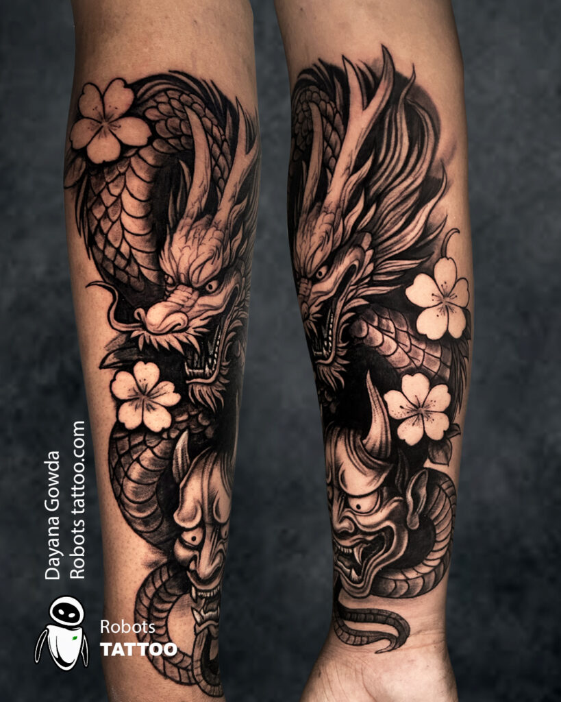 Japanese tattoo ideas dragon tattoo ideas oni mask tattoo ideas ar robots tattoo tattoo by dayana gowda