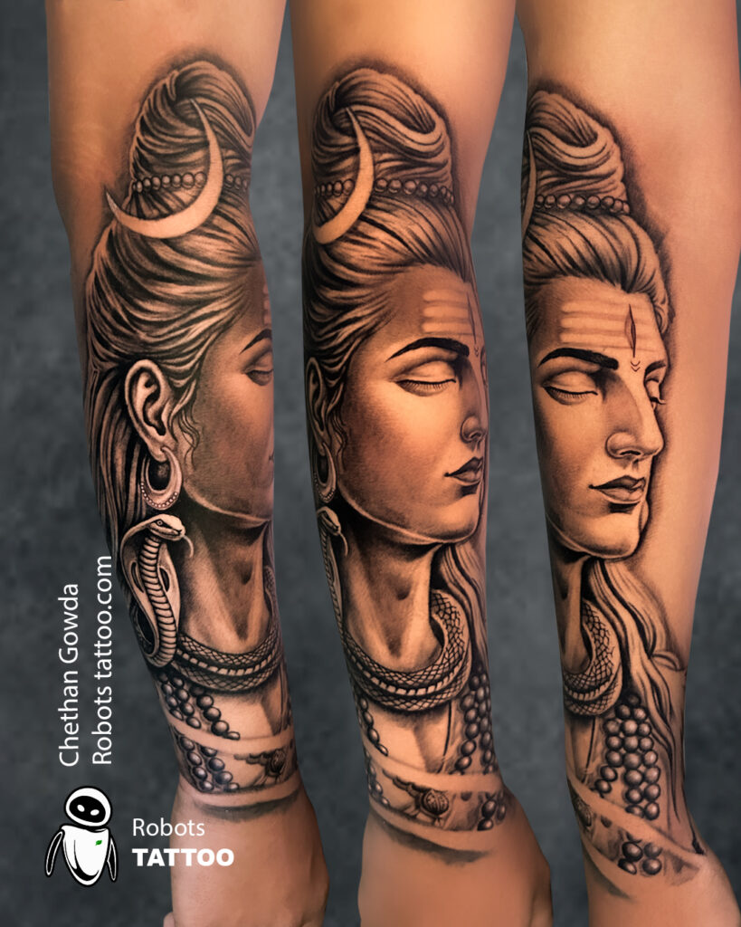 shiva cover up tattoo done at Robots tattoo Best tattoo studio in Bangalore