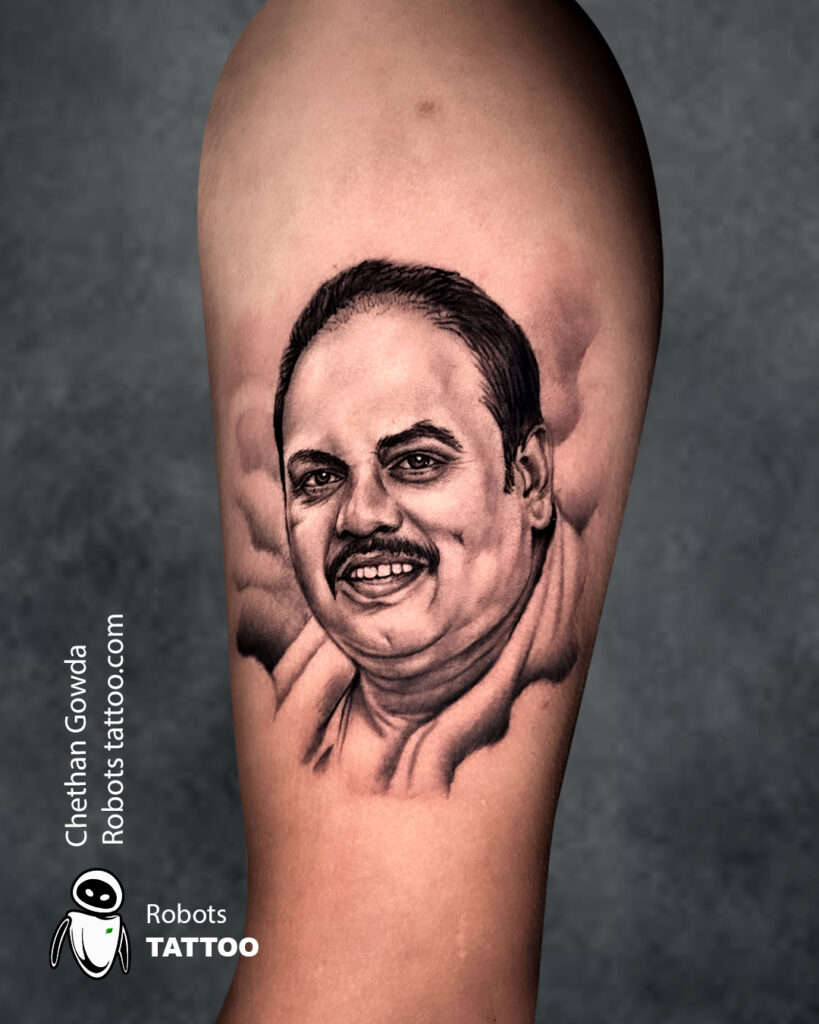 dads Portrait Tattoo done at @Robotstattoo by chethangowda