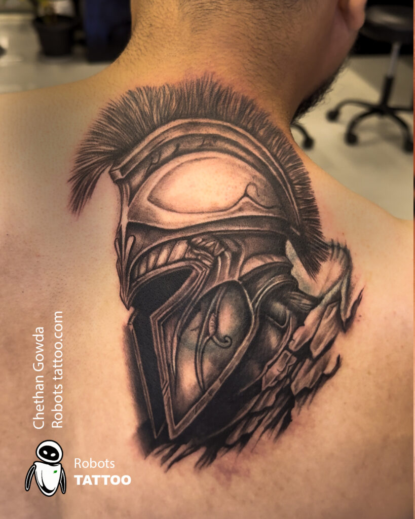 sparten helmet tattoo @robotstattoo