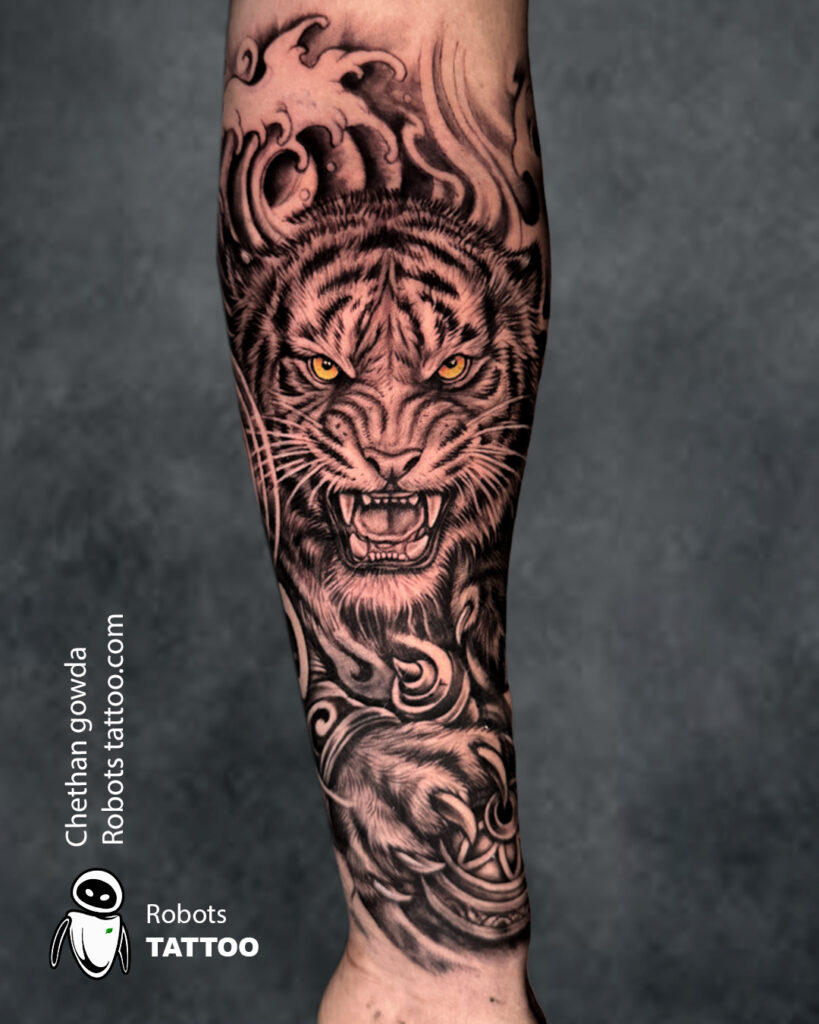 Tiger tattoo ideas done at robots tattoo best tattoo studio in bangalore