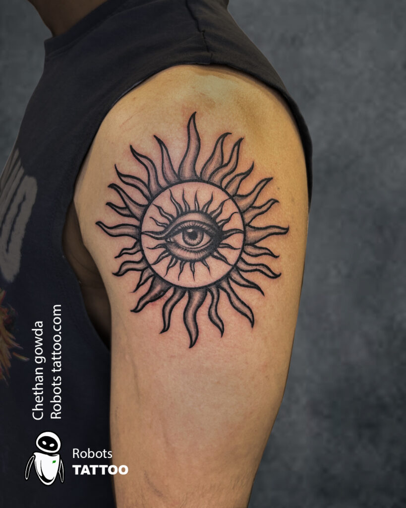 Third eye with sun tattoo ideas